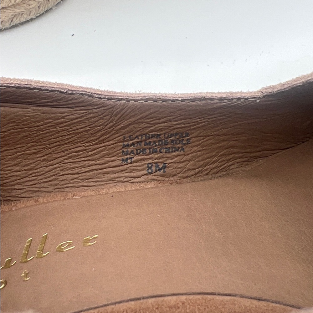 Bettye Muller Concept Reese Beige Leather Espadrille Wedge Shoes 8M - Picture 4 of 7